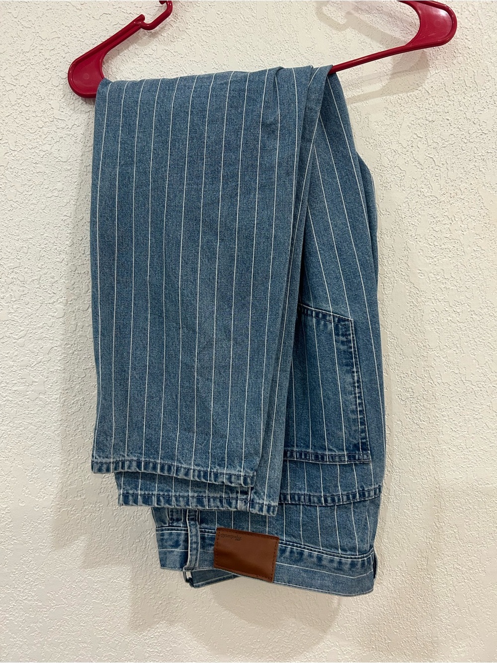 Madewell Blue Pinstripe Cropped Jeans
